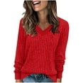 thumbnail image 1 of Npasoilc Pullover for Women V-Neck Long Sleeve Casual Loose Top Sweatshirts Blouse Tops, 1 of 7