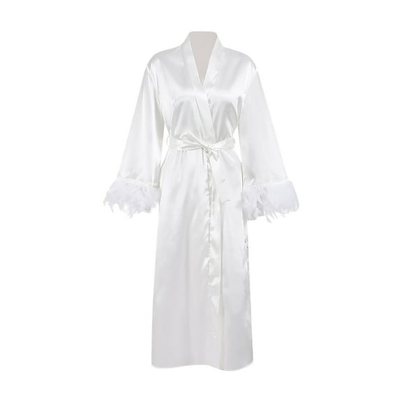 Npasoilc Robes For Women Casual Bathrobe Long Robes Trendy V Neck Full Length Sleepwear Loungewear Pajamas Housecoats Nightgown Sexy Robe Satin Robe