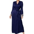 thumbnail image 1 of Npasoilc Robes For Women Casual Bathrobe Long Robes Trendy V Neck Full Length Sleepwear Loungewear Pajamas Housecoats Nightgown Sexy Robe, 1 of 3