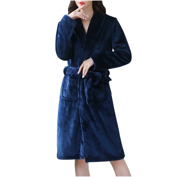 Npasoilc Robes For Women Warm Flannel Robe Soft Plush Robe Comfy Fleece Bathrobe Nightgown Sleepwear Housecoats Pajamas Trendy Loungewear