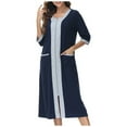 thumbnail image 1 of Npasoilc Robes For Women Zipper Robe Bathrobe Casual 3/4 Sleeve Long Sleepshirts Full Length Sleep Dress Loungewear Lightweight Housecoat Pajamas, 1 of 6
