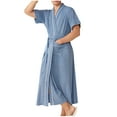 thumbnail image 1 of Npasoilc Robes for Men Short Sleeve Waist Bandage Lace-Up Lightweight Bathrobe Spa Long Pajama Robe with Pockets Soft Sleepwear Casual Men's Loungewear, 1 of 3
