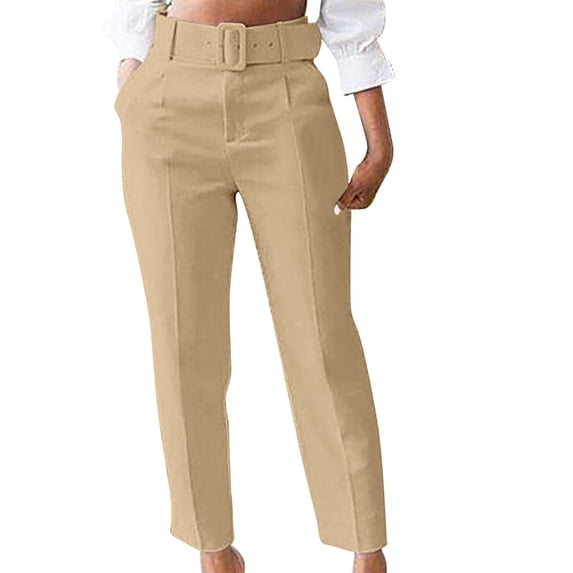 Npasoilc Sack Drawstring Cargo Pants for Women Straight Wide Leg Floor Length Trousers,Khaki