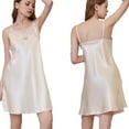 thumbnail image 1 of Npasoilc Satin Nightgowns for Women Summer Sleeveless Lace Patchwork V-Neck Cami Nightdress Soft Thin Breathable Spaghetti Strap Silky Pajama Dresses Casual Loose Sleepwear Dresses, 1 of 2