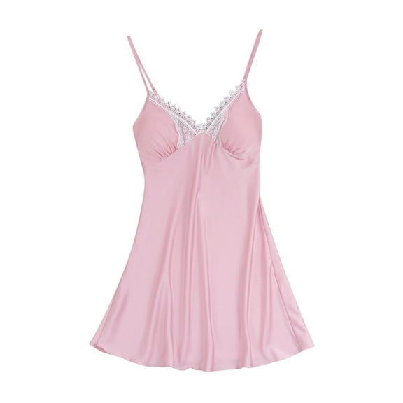 Npasoilc Nightgowns For Women Lace Patch V Neck Nightdress Comfy Sleep Dress Trendy Sleepshirt Pajama Dress Soft Sleepwear