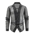 thumbnail image 1 of Npasoilc Sheer Mesh Shirt For Men See Through Button Front Long Sleeve Shirt Tops Muscle Tee Tops Nightclub Rave Festival See Through Shirts, 1 of 9