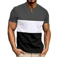 thumbnail image 1 of Npasoilc Shirts for Men Summer Short Sleeve Round Neck Two Button Up Lightweight Breathable Pullover Henley T-shirts Color Block Casual Loose Blouses, 1 of 7