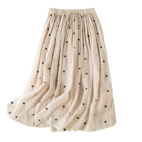 Npasoilc Short Skirt for Women Printed Polka Elastic Waist Bandage Large Hem Summer Half Skirt