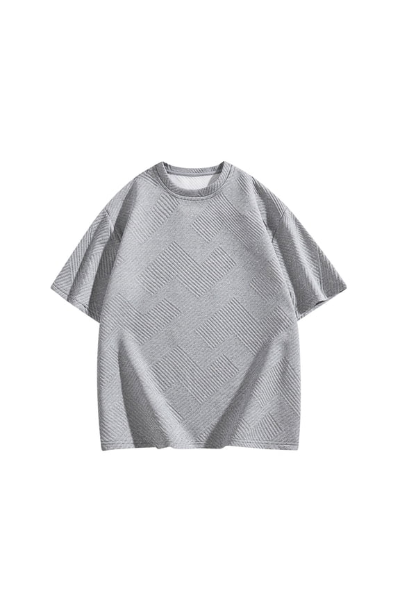 Short Sleeve Sweatshirts for Men Round Neck Textured Pullover Shirts Lightweight Outdoor Sports Tops Casual Loose Athletic Shirts