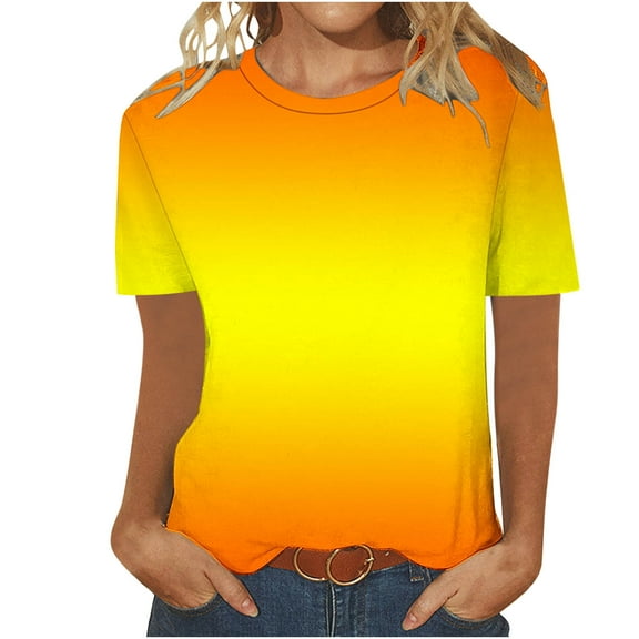 Npasoilc Short Sleeves for Women Crew Neck T-Shirts Lightweight Summer Tops Casual Loose Blouse Pullover