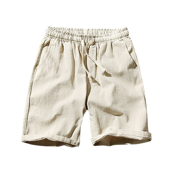 Npasoilc Shorts for Men Summer Drawstring Elastic Waist Lightweight Solid Color Casual Athletic Breathable Shorts with Pockets
