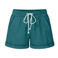 thumbnail image 1 of Npasoilc Shorts for Women Summer Cotton Linen Drawstring Elastic Waist Solid Color Casual Loose Shorts with Pockets, 1 of 6