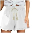 thumbnail image 1 of Npasoilc Shorts for Women Summer Drawstring Elastic Waist Ruffle Hem Solid Color Breathable Casual Loose Shorts, 1 of 5