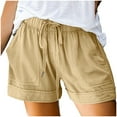 thumbnail image 1 of Npasoilc Shorts for Women Summer Plus Size Mid Waisted Comfy Drawstring Elastic Waist Solid Color Beach Lightweight Casual Loose Short with Pockets, 1 of 7