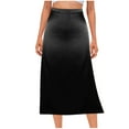 thumbnail image 1 of Npasoilc Silk Slippery Split High Waist Satin Skirt for Women Summer Solid Color Half Skirt, 1 of 6