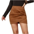 thumbnail image 1 of Npasoilc Skirts for Women Trendy High Waist Irregular Cross Piled Pleated Hip Wrapped Skirt Solid Color Casual Slim-Fit Skirt, 1 of 7