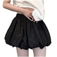 thumbnail image 1 of Npasoilc Skirts for Women Elastic High Waist Ruffle Hem Pleated A-Line Puffy Skirt Solid Color Casual Flared Puff Skirt, 1 of 1