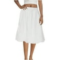 thumbnail image 1 of Npasoilc Skirts for Women Elastic High Waist Ruffle Hem Pleated A-Line Puffy Skirt Solid Color Casual Flared Puff Skirt, 1 of 1