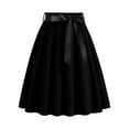 thumbnail image 1 of Npasoilc Skirts for Women High Waist Bandage Lace-Up Ruffle Hem Pleated A-Line Flared Skirt Solid Color Casual Loose Skirt, 1 of 2