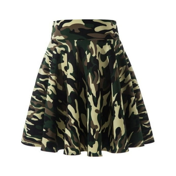 Npasoilc Skirts for Women High Waisted Flared Ruffle Hem Lightweight Comfort Camo Printed Casual Slimming Mini Skirt