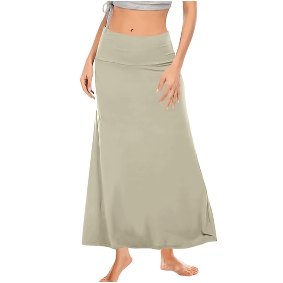 Npasoilc Skirts for Women High Waisted Hip-Wrapped Homewear Skirts Soft Breathable Loungewear Skirts Casual Loose Ankle-Length Skirts