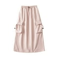thumbnail image 1 of Npasoilc Skirts for Women Quick Dry Elastic Waist Drawstring A-Line Straight Casual Tight-Fit Wrap Hip Mid-Length Cargo Skirt with Pockets, 1 of 6
