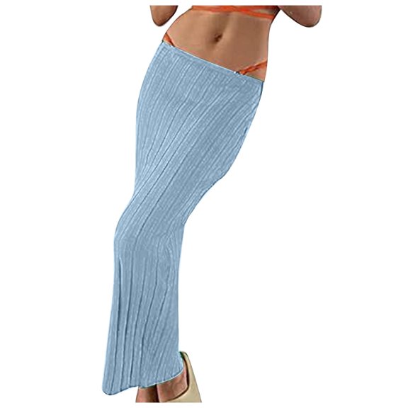 Npasoilc Skirts for Women Stretchy Knitted Cropped Bodycon Homewear Vacation Beach Skirt Solid Color Casual Slim-Fit Skirt