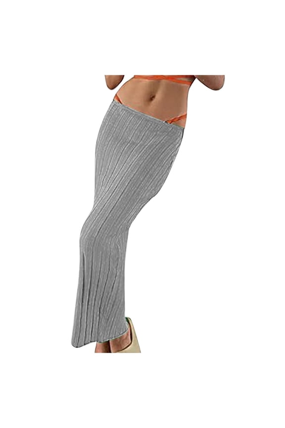 Skirts for Women Stretchy Knitted Cropped Bodycon Homewear Vacation Beach Skirt Solid Color Casual Slim-Fit Skirt