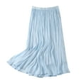 thumbnail image 1 of Npasoilc Skirts for Women Trendy Elastic High Waist Ruffle Hem Pleated A-Line Draping Skirt Solid Color Casual Loose Skirt, 1 of 4