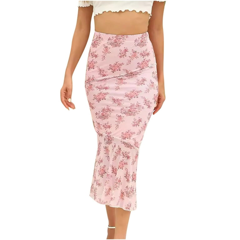 Npasoilc Skirts for Women Trendy Stretchy High Waist Bodycon Hip Wrapped Double Layered Fishtail Skirt Solid Color Casual Slim Fit Skirt Walmart