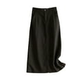 thumbnail image 1 of Npasoilc Skirts for Women Vintage Cotton Linen Drawstring High WaistButton A-Line Skirt Solid Color Casual Loose Skirt, 1 of 5