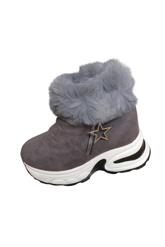 Snow Boots for Women,Winter Boots Mid-Calf,Fluff Boots with Fleece,and Fur-Lined Casual Boots