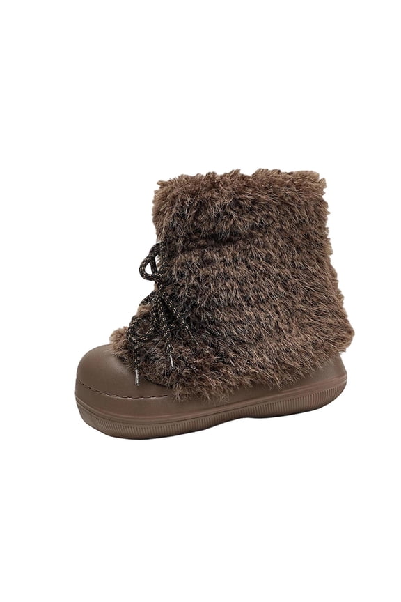 Snow Boots for Women,Winter Boots Mid-Calf,Fluff Boots with Fleece,and Fur-Lined Casual Boots