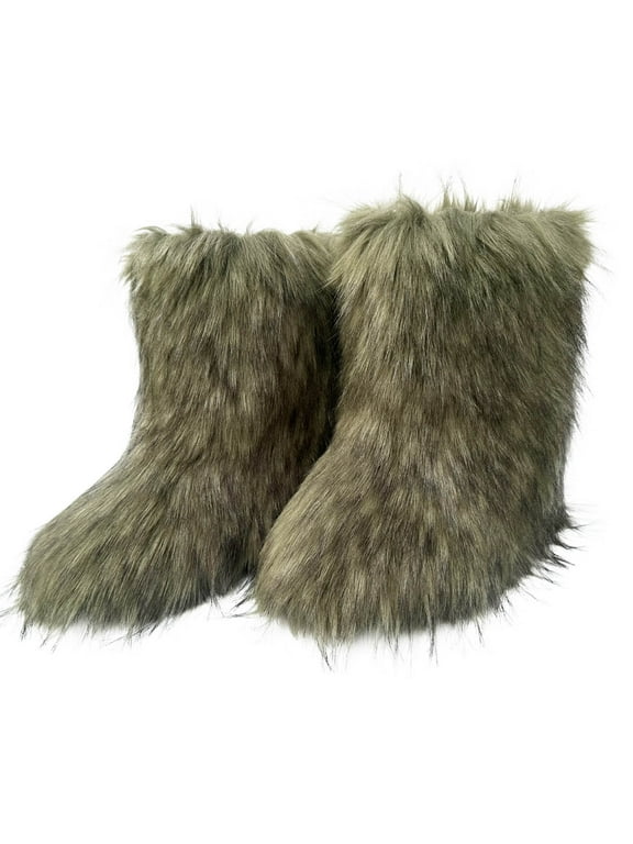 Snow Boots for Women,Winter Boots Mid-Calf,Fluff Boots with Fleece,and Fur-Lined Casual Boots