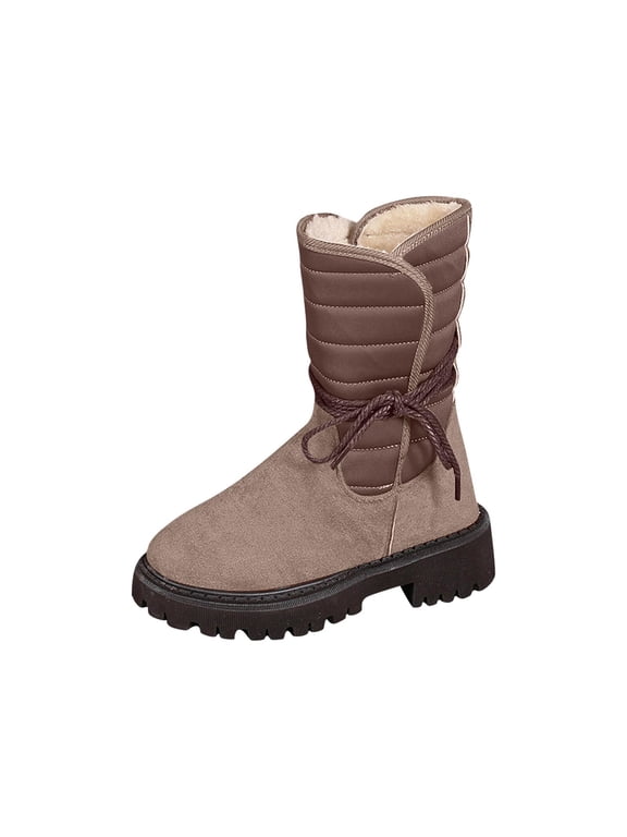 Snow Boots for Women,Winter Boots Mid-Calf,Fluff Boots with Fleece,and Fur-Lined Casual Boots