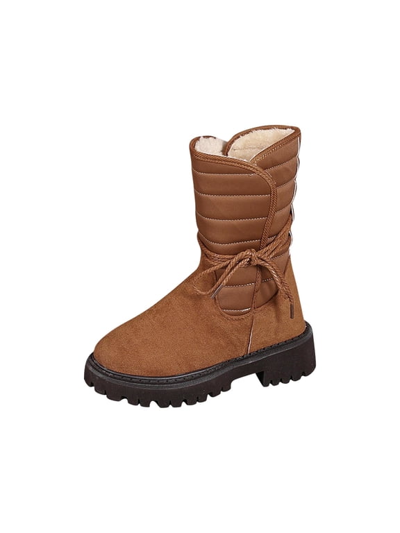 Snow Boots for Women,Winter Boots Mid-Calf,Fluff Boots with Fleece,and Fur-Lined Casual Boots