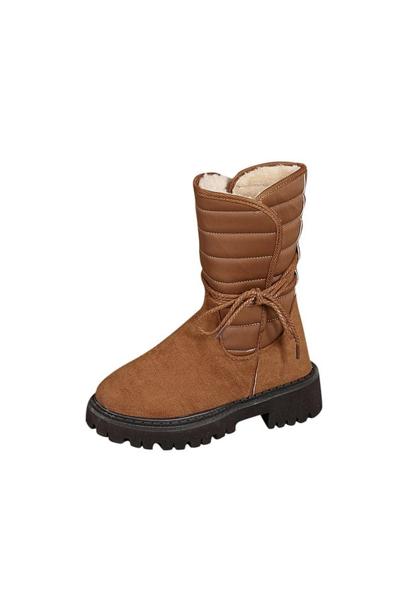Snow Boots for Women,Winter Boots Mid-Calf,Fluff Boots with Fleece,and Fur-Lined Casual Boots