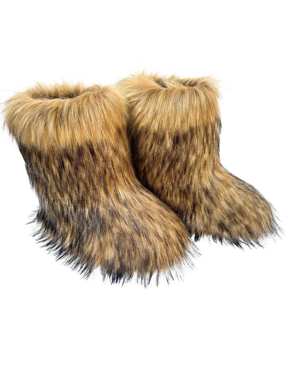 Snow Boots for Women,Winter Boots Mid-Calf,Fluff Boots with Fleece,and Fur-Lined Casual Boots