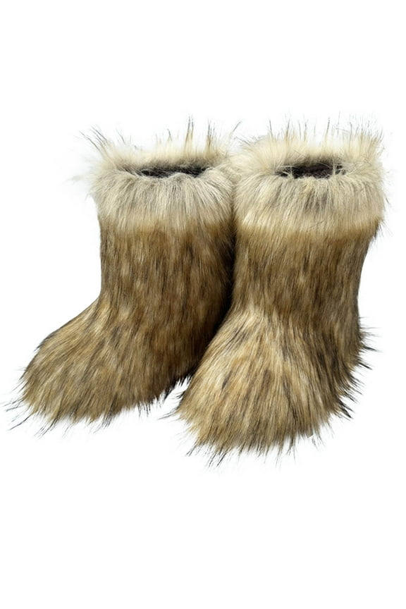 Snow Boots for Women,Winter Boots Mid-Calf,Fluff Boots with Fleece,and Fur-Lined Casual Boots