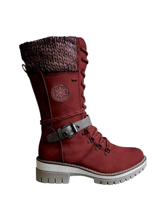 Snow Boots for Women,Winter Boots Mid-Calf,Fluff Boots with Fleece,and Fur-Lined Casual Boots