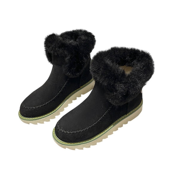 Npasoilc Snow Boots for Women,Winter Boots,Round Head Ankle Boots and Fluff Boots With Fleece,Fur Lined Short Boots