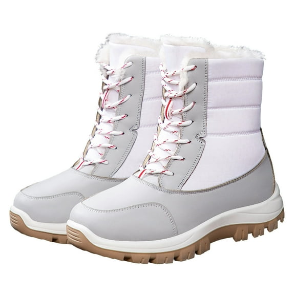 Npasoilc Snow Boots for Women,Winter Boots with Lace up Ankle Boots,Fluff Boots with Fleece,and Fur-Lined Casual Short Boots.