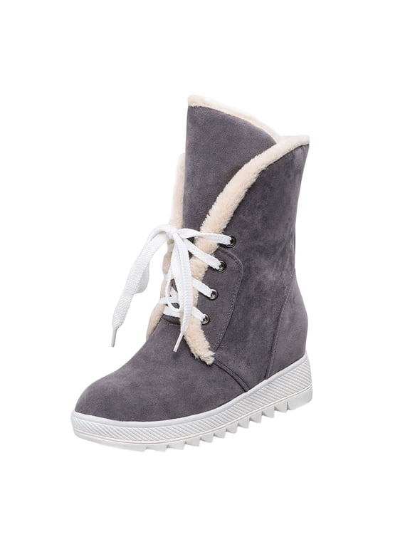 Snow Boots for Women,Winter Boots with Lace up Ankle Boots,Fluff Boots with Fleece,and Fur-Lined Casual Short Boots.