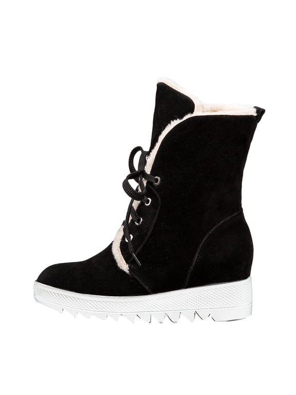 Snow Boots for Women,Winter Boots with Lace up Ankle Boots,Fluff Boots with Fleece,and Fur-Lined Casual Short Boots.
