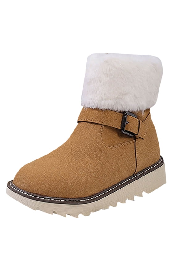 Snow Boots for Women,Winter Boots with Side Zipper Ankle Boots,Fluff Boots with Fleece,and Fur-Lined Casual Short Boots.