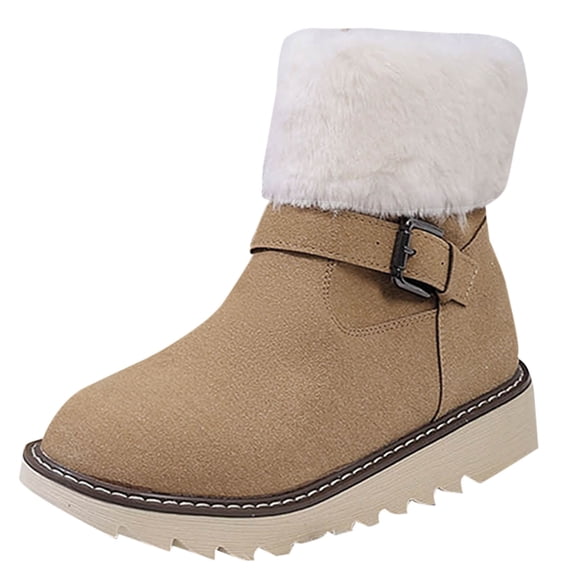 Npasoilc Snow Boots for Women,Winter Boots with Side Zipper Ankle Boots,Fluff Boots with Fleece,and Fur-Lined Casual Short Boots.