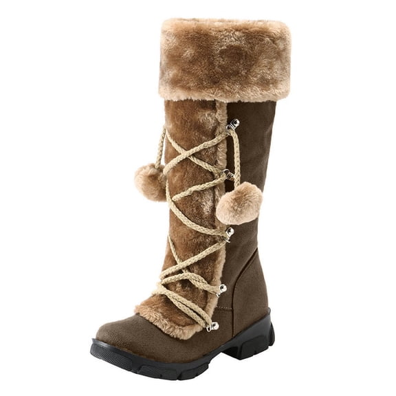 Npasoilc Snow Boots for Women with Side Zipper,Lace up Mid-Calf Winter Boots with Fluff,Fleece,and Fur-Lined Casual Boots