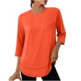 thumbnail image 1 of Npasoilc Sports Shirts for Women 3/4 Sleeve V-Neck Quick-Dry Pullover T-Shirts Lightweight Breathable Sun-Protective Blouse Tops Casual Loose Athletic T-Shirts, 1 of 6