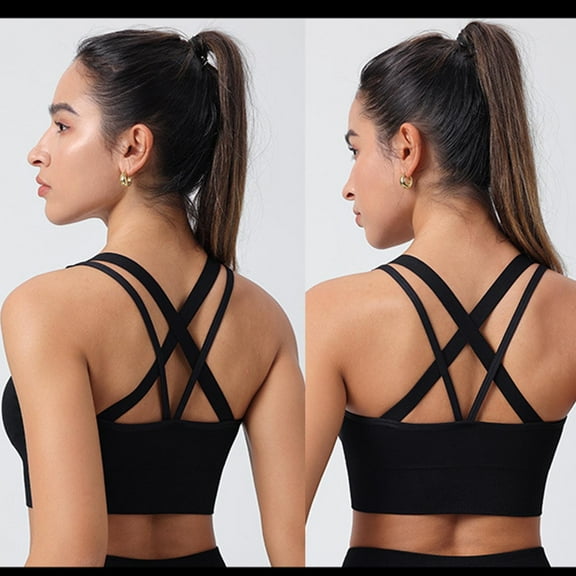 Npasoilc Sports bra for women Women Plus Size Solid Color Back Sports Bra Fitness Clothes Running Drying Yoga Underwear