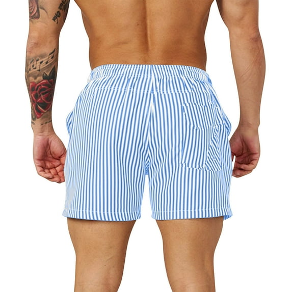 Npasoilc Striped Athletic Shorts for Men Drawstring Elastic Waist Sports Shorts Breathable Outdoor Gym Workout Shorts Casual Loose Mini Shorts